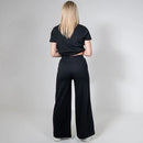 BLISS ECO BLACK WIDE LEG JOGGERS - Peachybean