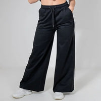 BLISS ECO BLACK WIDE LEG JOGGERS - Peachybean