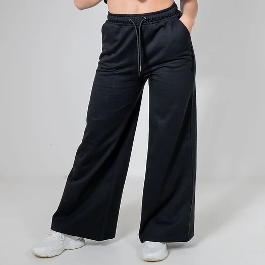 BLISS ECO BLACK WIDE LEG JOGGERS - Peachybean