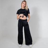 BLISS ECO BLACK WIDE LEG JOGGERS - Peachybean