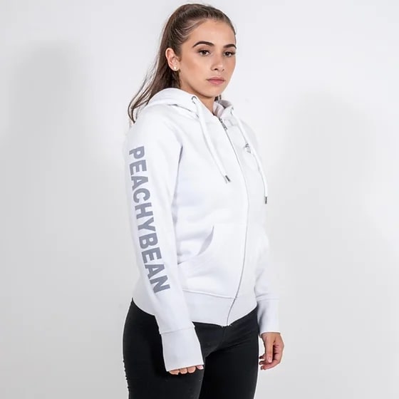 ASPIRE RECYCLED WHITE ZIP HOODIE