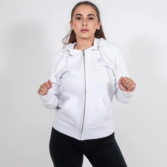 ASPIRE RECYCLED WHITE ZIP HOODIE