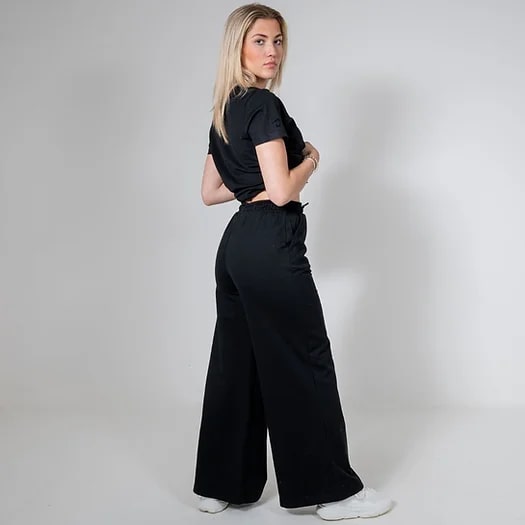 BLISS ECO BLACK WIDE LEG JOGGERS - Peachybean