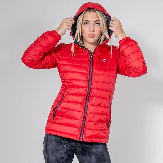 VENTURE RED HOODED PADDED JACKET - Peachybean